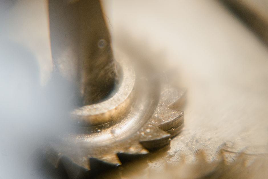 Macro view of finished steel gears